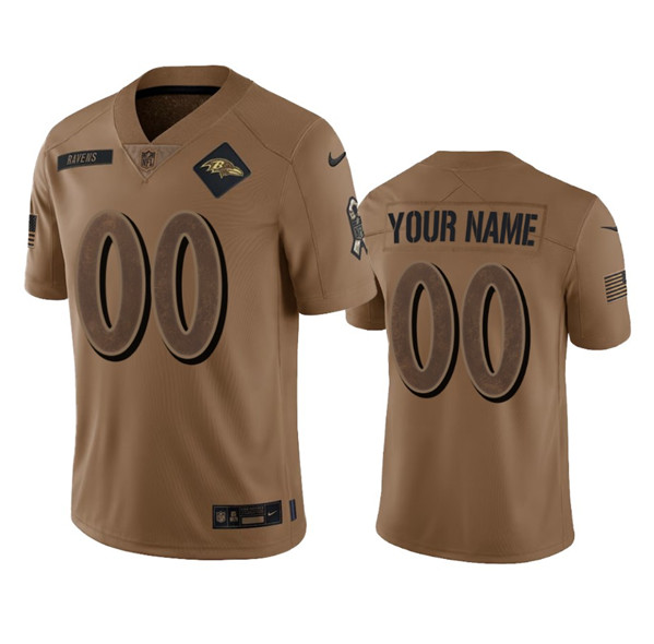 Men%27s Baltimore Ravens Active Player Custom 2023 Brown Salute To Service Limited Stitched Jersey->customized nfl jersey->Custom Jersey